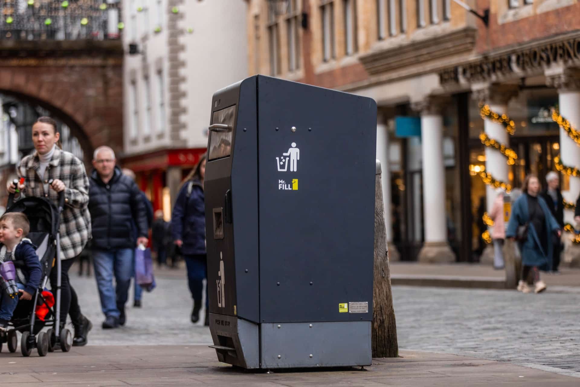 Smart waste bin in Chester city